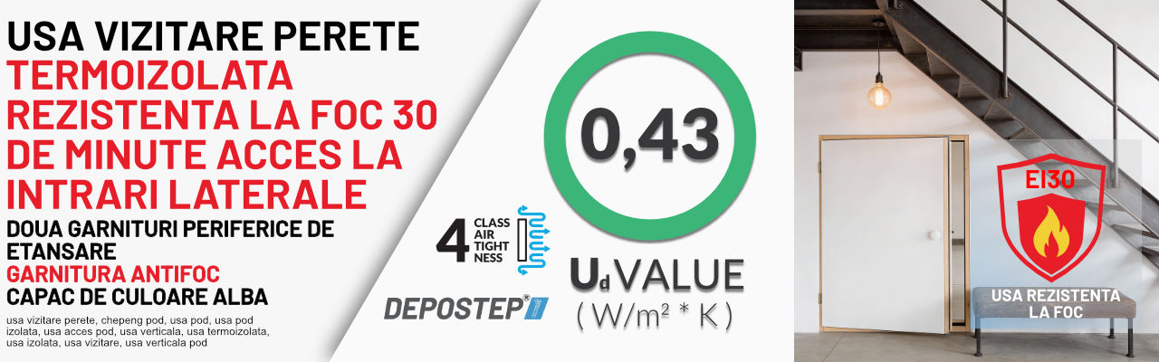 Usa vizitare perete antifoc DEPOSTEP DK 30 - coeficient termic 0.43W/m2k usa vizitare perete